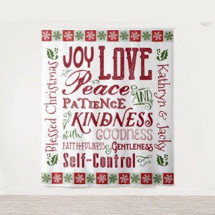 Weihnachtsfrucht der Rot-Grün-Monogramm Wandteppich