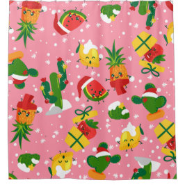 Weihnachtsfrucht Erdbeere Wassermelone Zitrone Duschvorhang