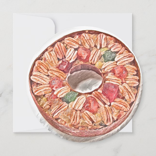 Weihnachtsfruchtkuchen Aquarellmalkarte Feiertagskarte (Vorderseite)