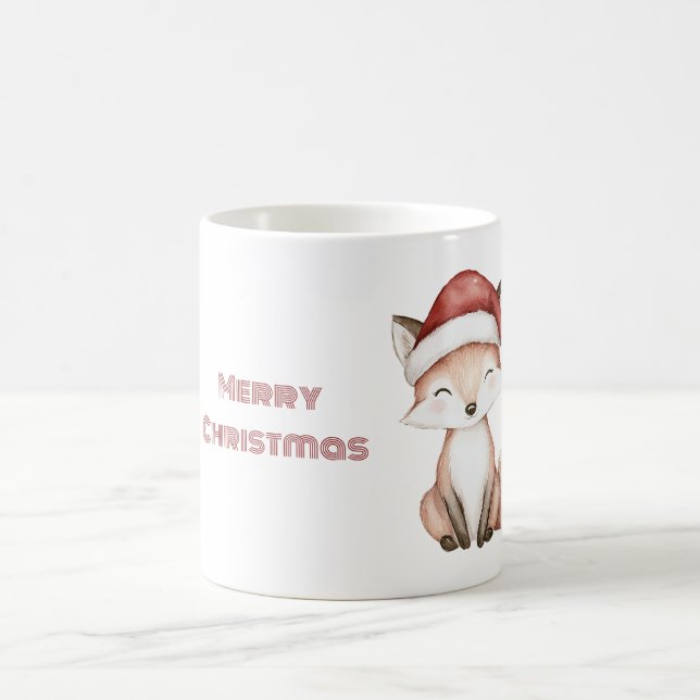Weihnachtsfuchs mit roter Santa-Mütze Kaffeetasse (Mittel)