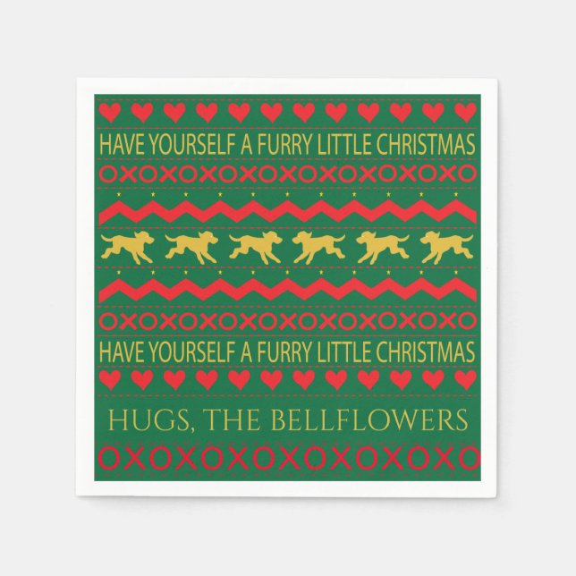Weihnachtsfurry Kleine Hunde Serviette (Vorderseite)