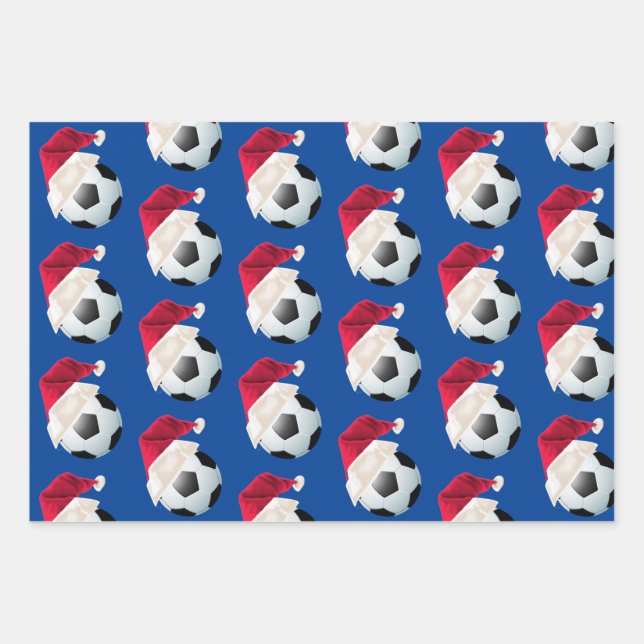 Weihnachtsfußball Fußballsport Weihnachtsfest Set Geschenkpapier Set (Vorderseite)