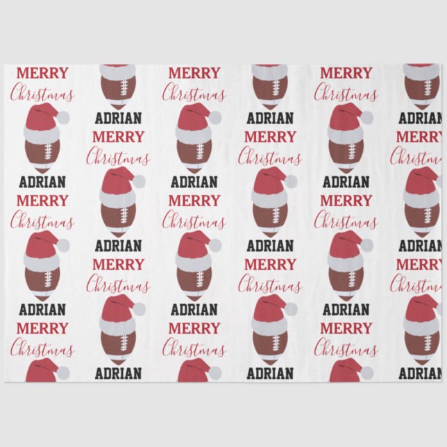 Weihnachtsfußball Gridiron Ball Individuelle Name Seidenpapier (Vorderseite)