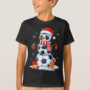Weihnachtsfußball Lustiger Schneemann Männer Junge T-Shirt