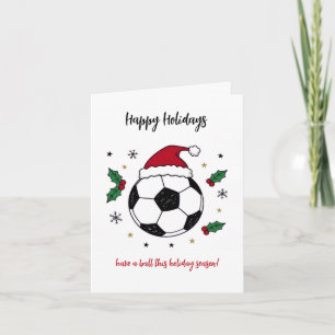 Weihnachtsfußball Santa Hut Grußkarten Feiertagskarte