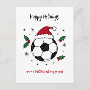 Weihnachtsfußball Santa Hut Grußkarten Feiertagspostkarte