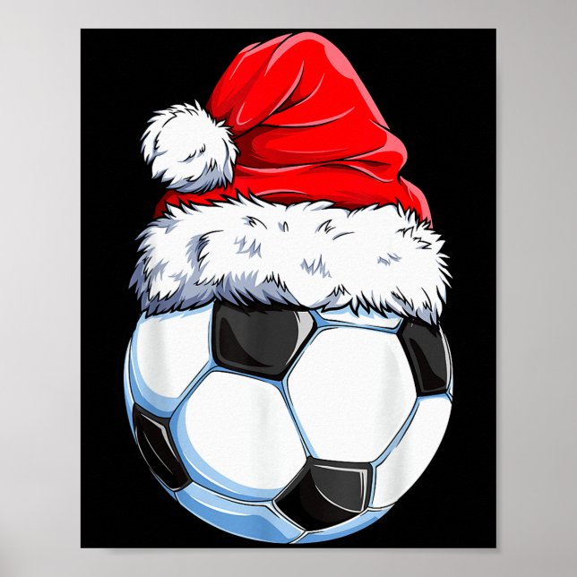 Weihnachtsfußball Santa Hut Lustige Srts Xmas Bo Poster (Vorne)