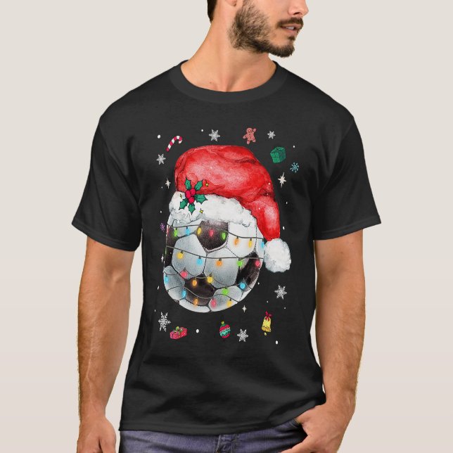 Weihnachtsfußball Santa Hut Lustiger Sport Xmas B T-Shirt (Vorderseite)