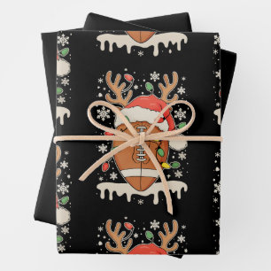 Weihnachtsfußball Santa Hut Rentier Xmas Lichter Geschenkpapier Set