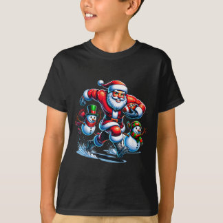 Weihnachtsfußball Santa spielt Fußball Design T-Shirt