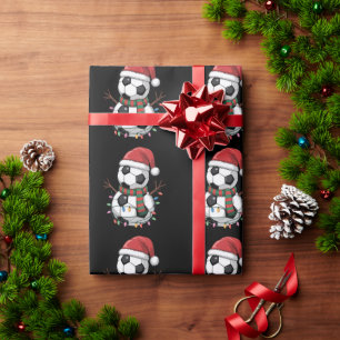 Weihnachtsfußball Schneemann Lichter Santa Hut Geschenkpapier