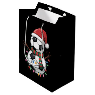 Weihnachtsfußball Schneemann Lichter Santa Hut Mittlere Geschenktüte