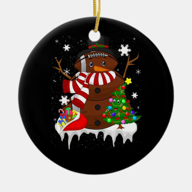 Weihnachtsfußball Snowman Football Lover Merry Xm Keramik Ornament (Vorne)