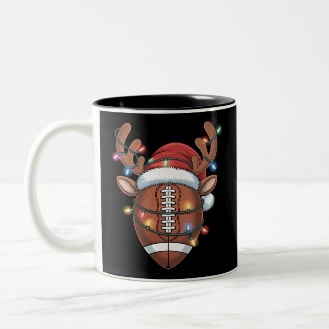 Weihnachtsfußball Weihnachtsmannmütze Sport Weihna Zweifarbige Tasse (Links)