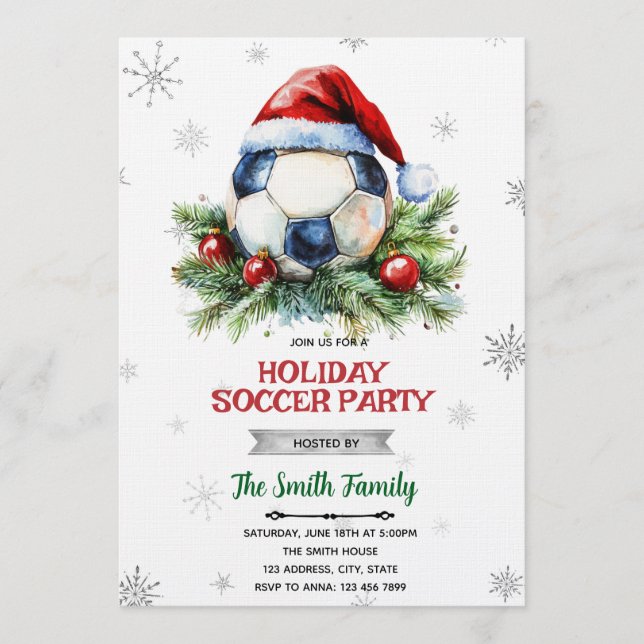 Weihnachtsfußballparty-Einladung Einladung (Vorderseite)