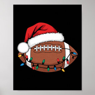 Weihnachtsfußballspieler Xmas Lichter Santa Sports Poster