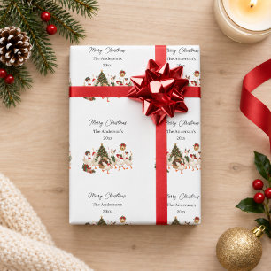 Weihnachtsgans Familienparty Aquarell Geschenkpapier