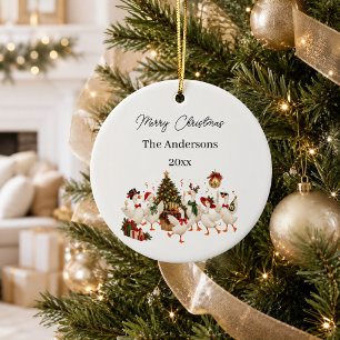 Weihnachtsgans Familienparty Aquarell Keramik Ornament