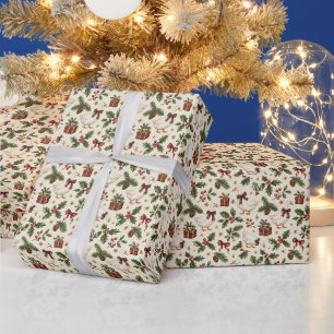Weihnachtsgans Immergrüne Stechpalme Botanicals Geschenkpapier