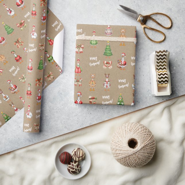 Weihnachtsgans Merry Goosman Geschenkpapier (Kunsthandwerk)