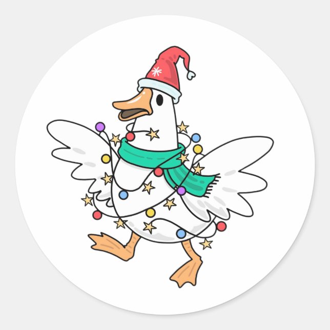 Weihnachtsgans Runder Aufkleber (Vorderseite)