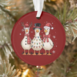 Weihnachtsgans Santa Lustig Süß Schneemann Xmas Ornament