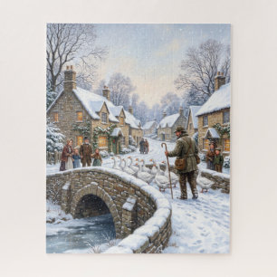 Weihnachtsgänse im viktorianischen Dorf Puzzle