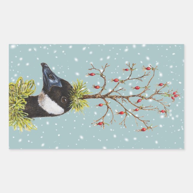 Weihnachtsgänseaufkleber Rechteckiger Aufkleber (Vorderseite)