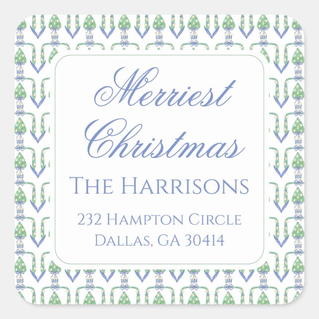 Weihnachtsgarland Bedford Strümpfe Quadratischer Aufkleber (Vorderseite)