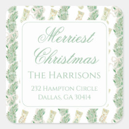 Weihnachtsgarland Bedford Strümpfe Quadratischer Aufkleber