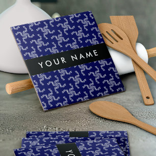 Weihnachtsgarland, Blau, Ihr Name, Personalisieren Fliese