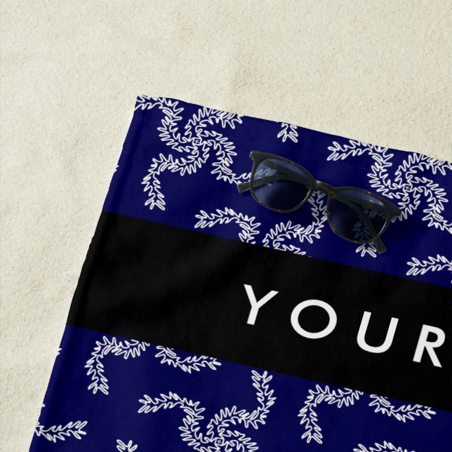 Weihnachtsgarland, Blau, Ihr Name, Personalisieren Strandtuch (Beispiel)