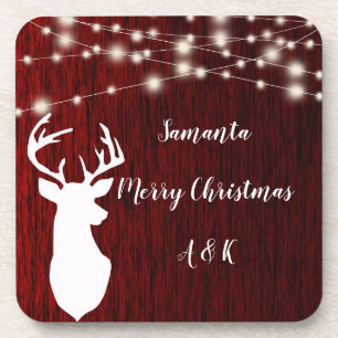 Weihnachtsgarland, Hirschkopf, personaliz Getränkeuntersetzer