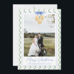 Weihnachtsgarland Jingle Bells Vintages Foto Holid Feiertagskarte<br><div class="desc">Aquarell Weihnachtsgarland Jingle Bells Vintag Foto Holiday Card. Diese schöne Weihnachtsfoto-Karte mit golden goldenen goldenen Glocken in der Weihnachtsgärtnerei und blauen Rahmen für ein Foto. Es ist perfekt,  wenn Sie eine klassische,  südliche,  großtausendjährige Weihnachtskarte suchen. Melden Sie mich für notwendige Anpassungen oder Matching-Elemente:)</div>