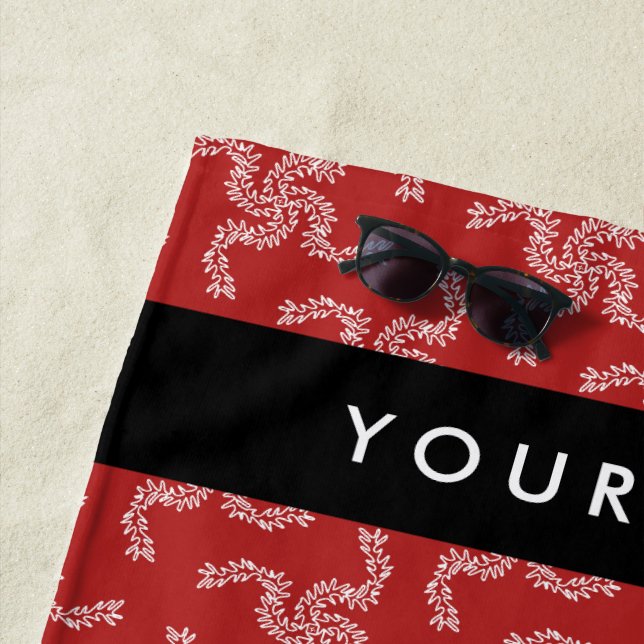 Weihnachtsgarland, Rot, Ihr Name, Personalisieren Strandtuch (Beispiel)