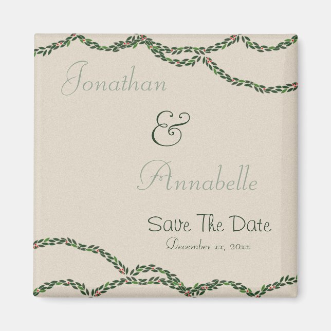 Weihnachtsgarland Save the Date Magnet (Vorne)