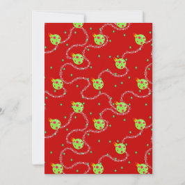 Weihnachtsgarland und Ornament_rot Feiertagskarte