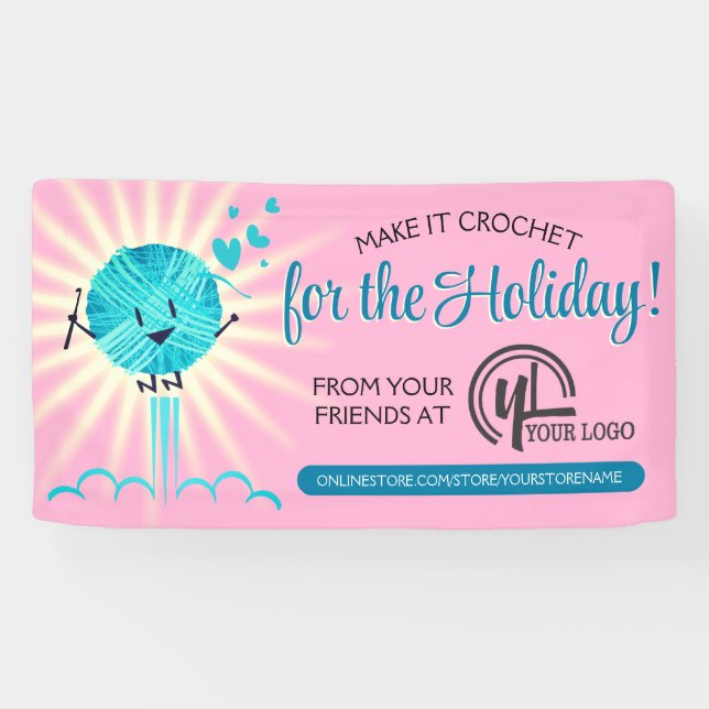 Weihnachtsgarn Häkelhaken Handwerkskunst Banner (Horizontal)