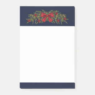 Weihnachtsgarten mit einem roten Bogen und Bauern Post-it Klebezettel