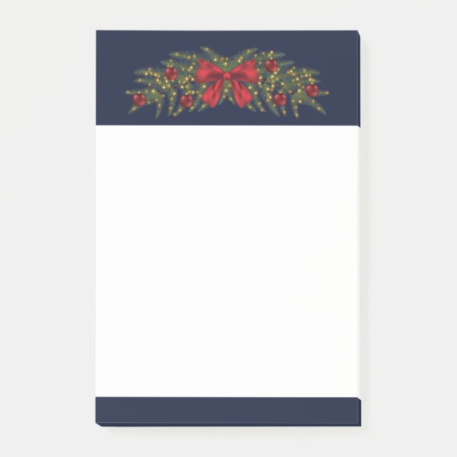 Weihnachtsgarten mit einem roten Bogen und Bauern Post-it Klebezettel (Vorderseite)