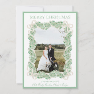 Weihnachtsgarten Wasserfarbe Strumpf Fünf Fotos Feiertagskarte