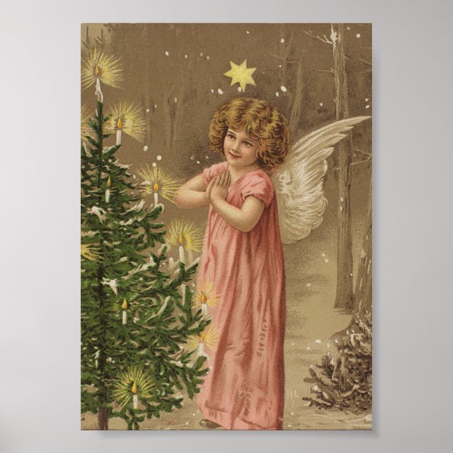 Weihnachtsgebäck Angel und Weihnachtsbaum Poster (Vorne)