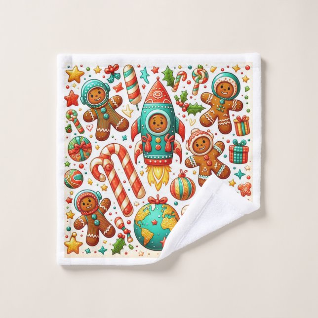 Weihnachtsgebäck Badhandtuch Set (Waschlappen)
