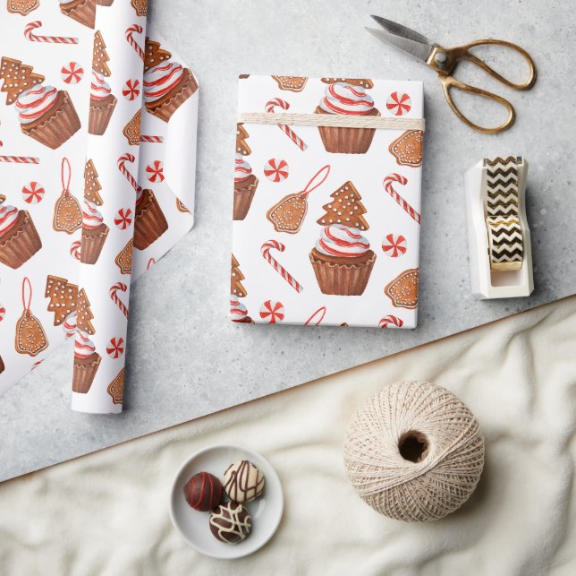 Weihnachtsgebäck Cookie Cupcake Geschenkpapier (Kunsthandwerk)