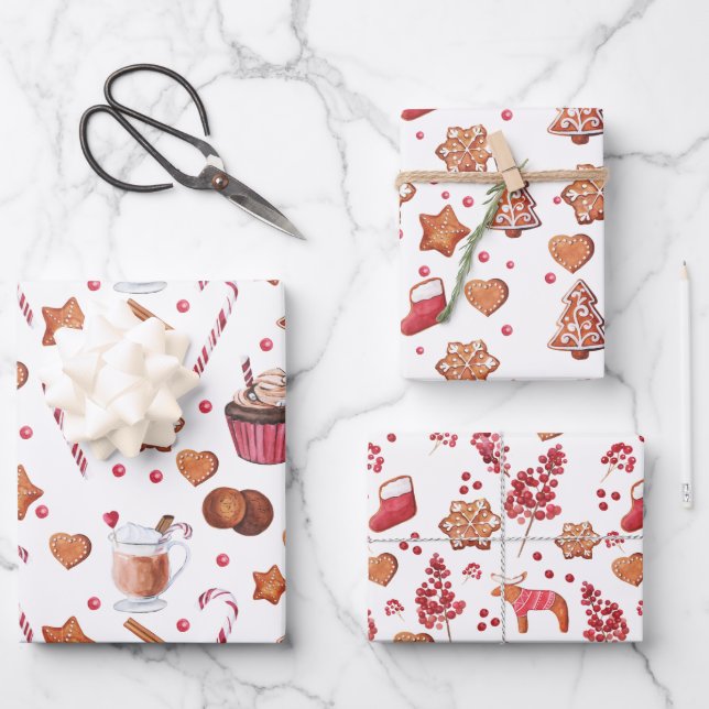 Weihnachtsgebäck Cookies & Leckereien Geschenkpapier Set (Vorderseite)