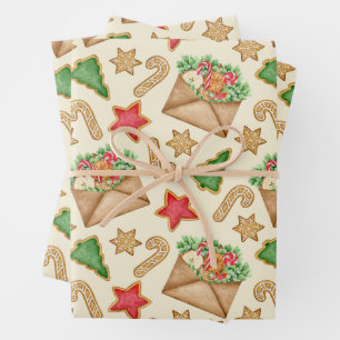 Weihnachtsgebäck Cookies und Briefe Geschenkpapier Set