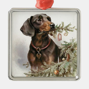 Weihnachtsgebäck Dackel Hund Silbernes Ornament