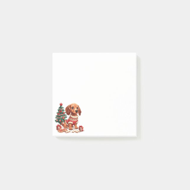 Weihnachtsgebäck Dackel Hunde Weihnachtsgebäck Post-it Klebezettel (Vorderseite)