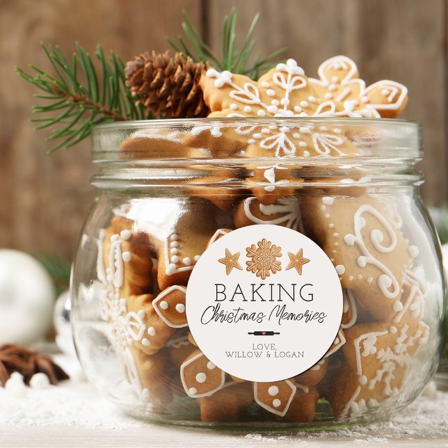Weihnachtsgebäck - Erinnerungen Runder Aufkleber (Baking Christmas Memories Classic Round Sticker)