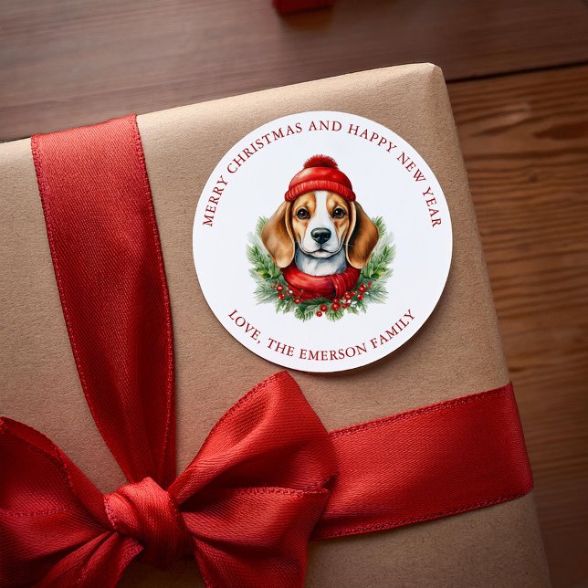 Weihnachtsgebäck für Wasserfarben Beagle Runder Aufkleber (Von Creator hochgeladen)